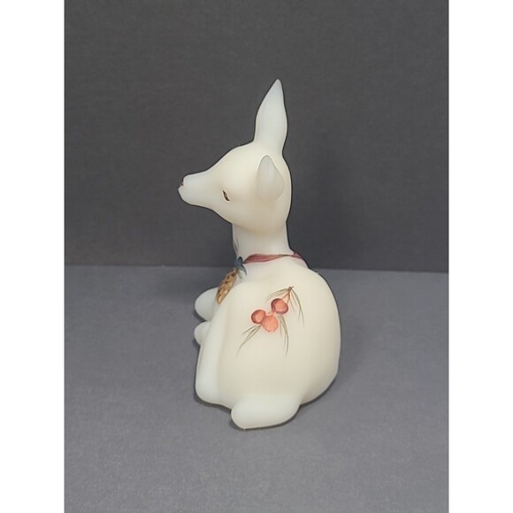 Fenton White Deer Figurine with Floral Accents - Picture 4 of 6